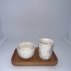 Elegant White Ceramic Tea Set with Tray